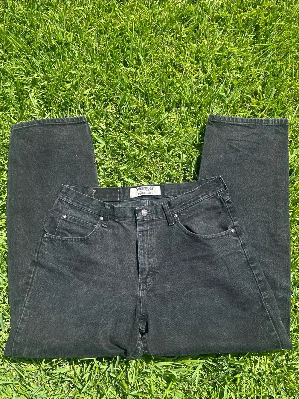 Vintage Wrangler Men's Black Straight Jeans Clean Classic Denim Size 33x30